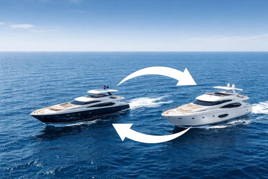 Two yachts at sea representing trade-in