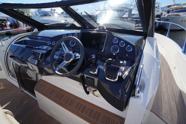 Slide: The Image of Cockpit of 2015 Absolute 40 STL yacht with modern navigation controls. - 42