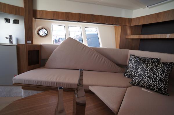 Slide: The Image of Luxurious interior of 2015 Absolute 40 STL yacht with modern furnishings. - 48