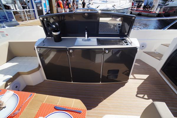 Slide: The Image of Outdoor kitchen on a 2015 Absolute 40 STL yacht with sink and grill. - 8