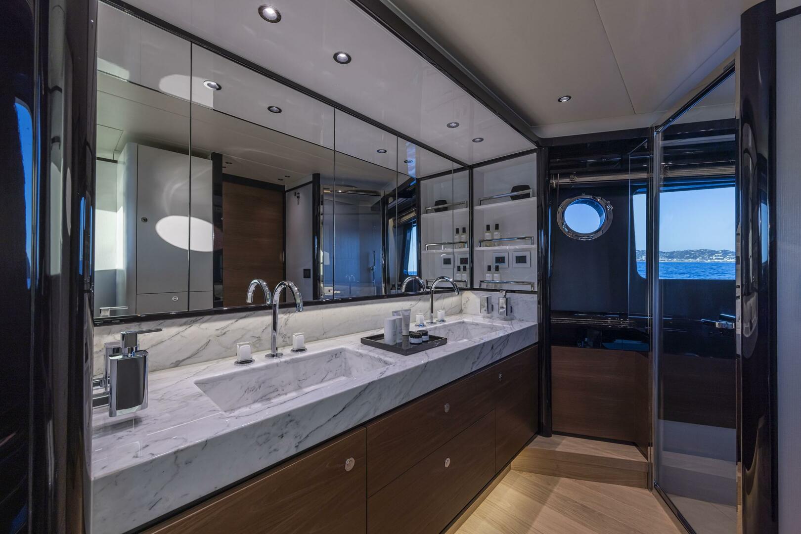 Slide: The Image of 2025 75 Absolute Navetta - Master Stateroom Head/Shower Stall - 4537189