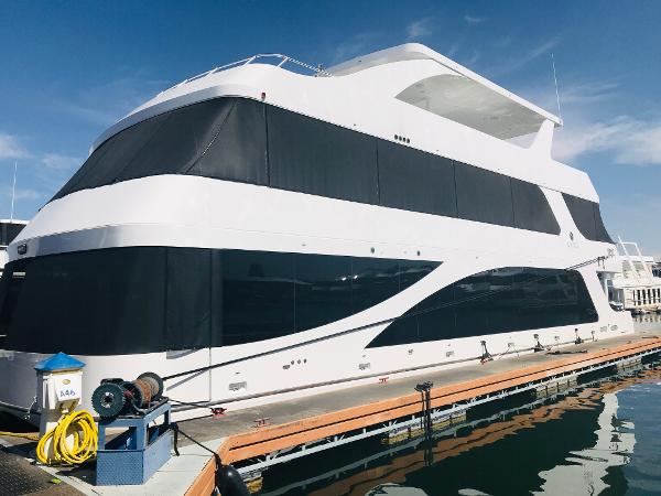 Slide: The Image of Luxurious 2018 Adonia Adonis Trip 3 yacht docked at marina. - 1