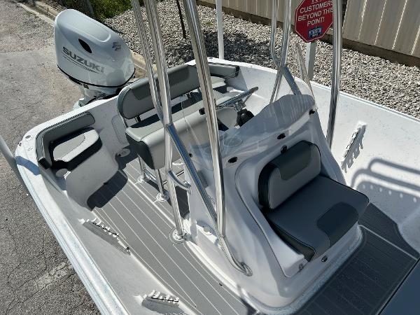 Slide: The Image of 2024 ALK2 Powerboats 18 CRS with Suzuki outboard motor, interior seating view. - 24