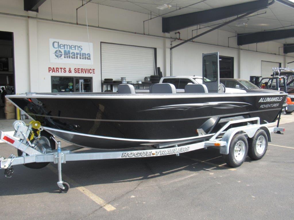 Slide: The Image of 2024 Alumaweld 20 Adventurer boat on Rogue trailer at Clemens Marina. - 1