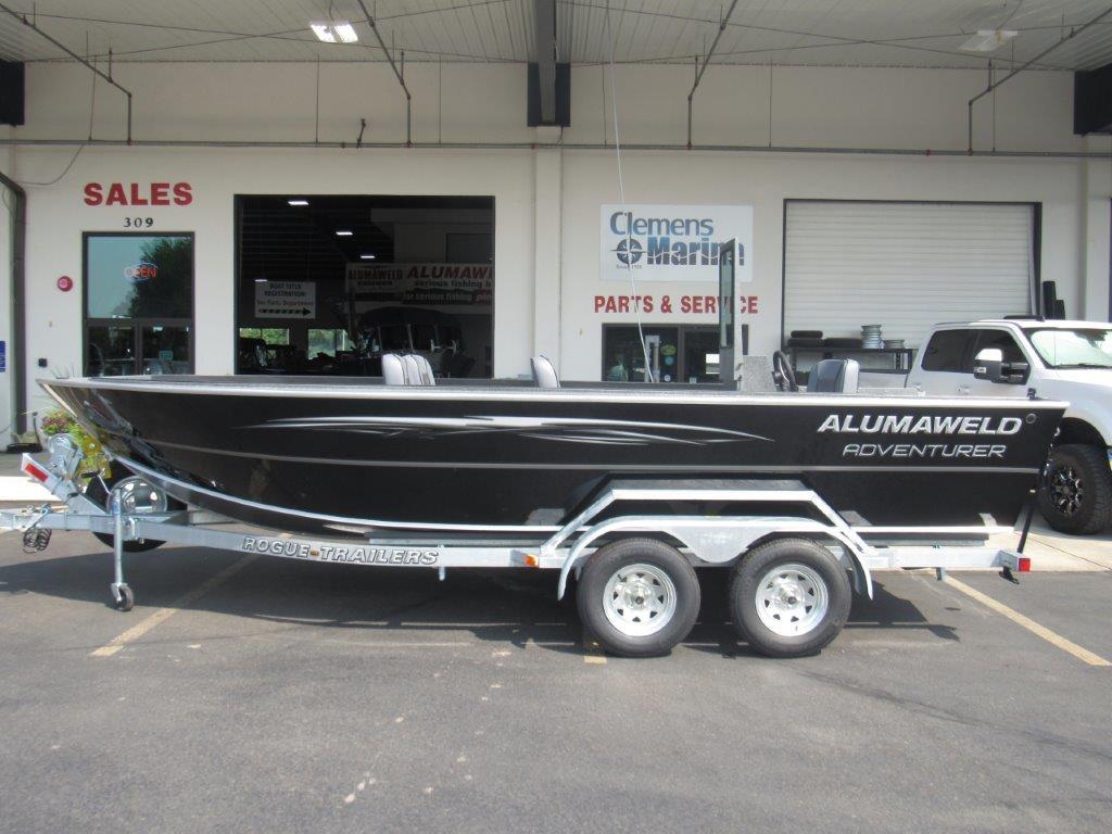 Slide: The Image of 2024 Alumaweld 20 Adventurer boat on Rogue trailer at Clemens Marina. - 2