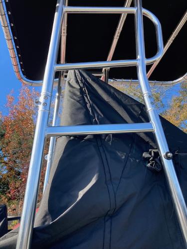 Slide: The Image of 2023 Angler Qwest PRO FISH N CRUISE 8522/24 boat ladder and canopy. - 4