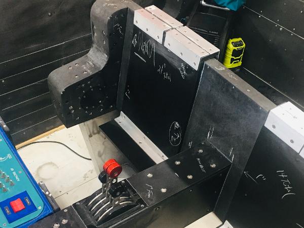 Slide: The Image of 1991 Apache POKER RUN CUSTOM boat interior with control levers and dashboard. - 42