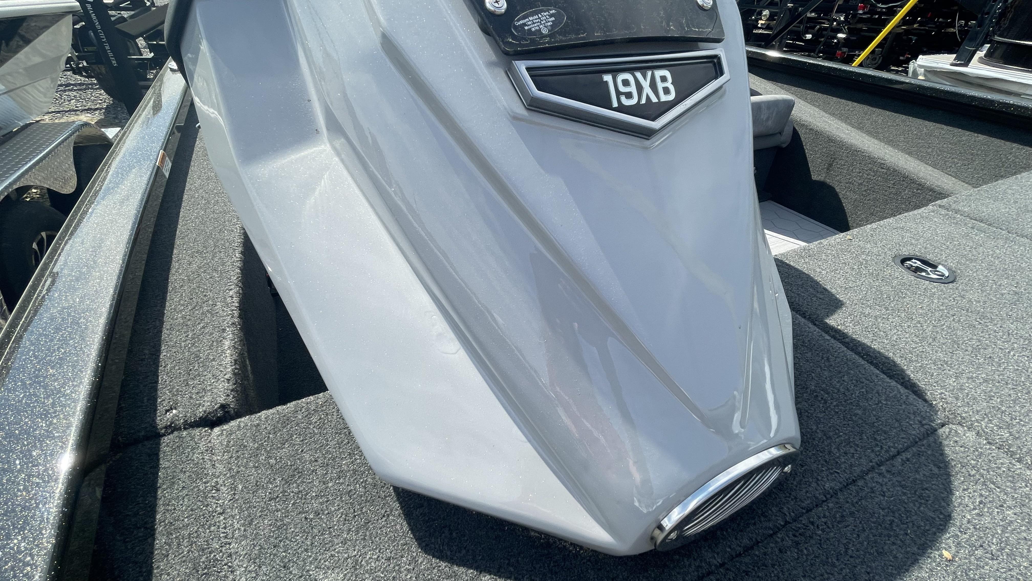 Slide: The Image of Close-up of 2023 Avid 19XB boat's bow on trailer. - 14