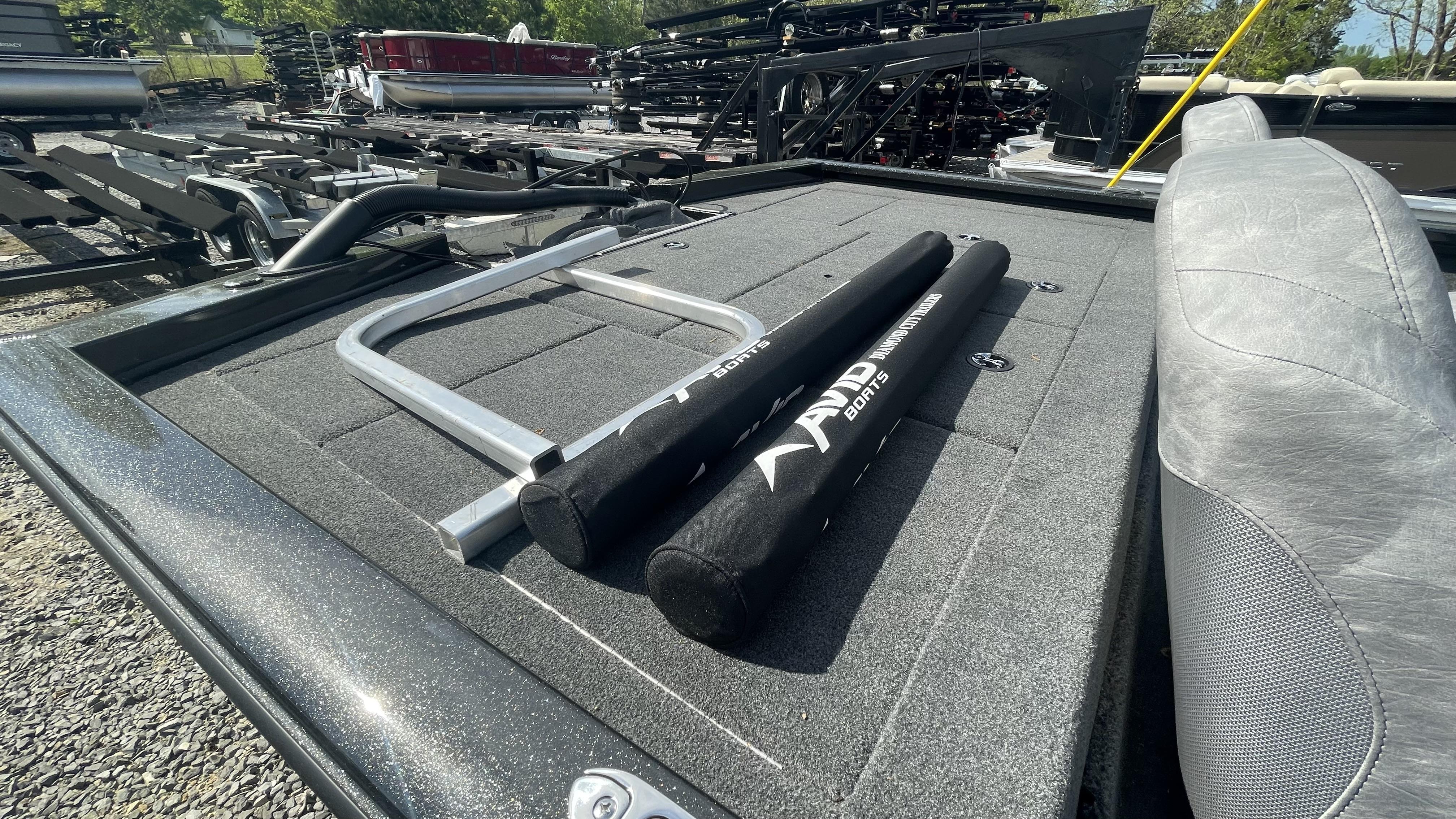 Slide: The Image of 2023 Avid 19XB boat deck with accessories and equipment. - 18