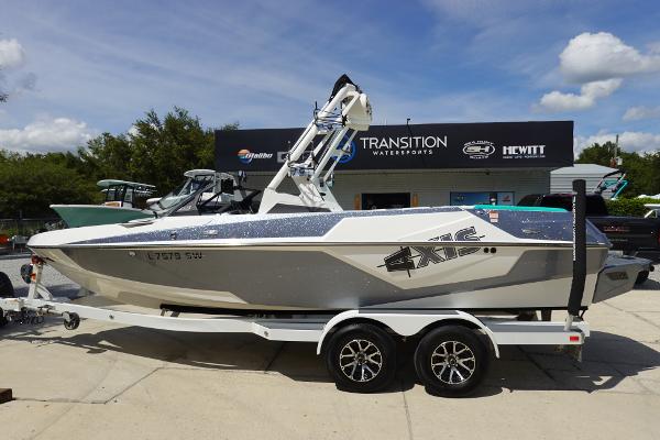 Slide: The Image of 2020 Axis T22 boat on trailer at Transition Watersports dealership. - 0