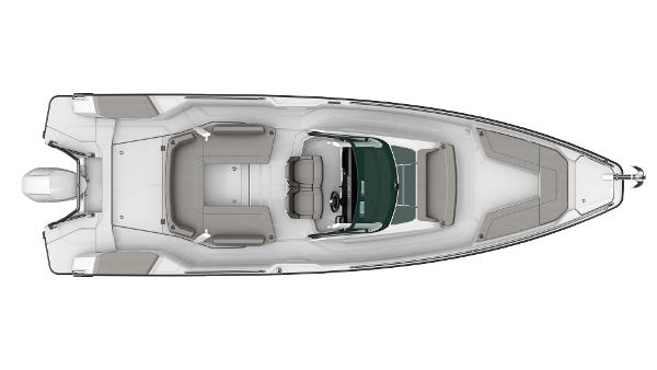 Slide: The Image of Top view of 2024 Axopar 29 Sun Top boat, showcasing seating and layout. - 10