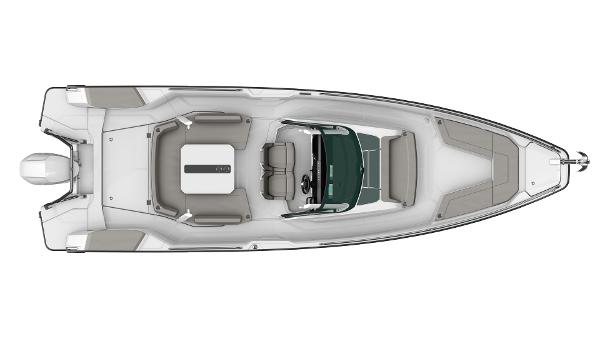 Slide: The Image of Top view of 2024 Axopar 29 Sun Top boat, showcasing sleek design and spacious layout. - 12