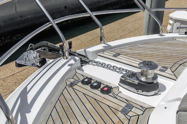 Slide: The Image of Azimut 60 Flybridge 2021 yacht deck with anchor and winch system. - 37