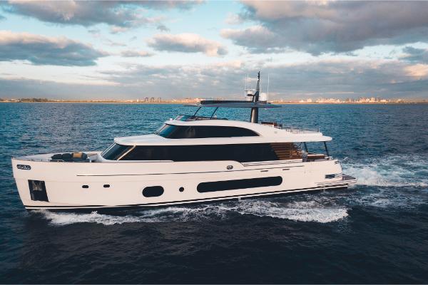 Slide: The Image of 2023 Azimut Magellano 25 Metri yacht cruising on open water. - 0