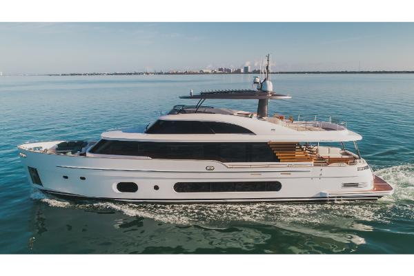 Slide: The Image of 2023 Azimut Magellano 25 Metri luxury yacht cruising on calm waters. - 1