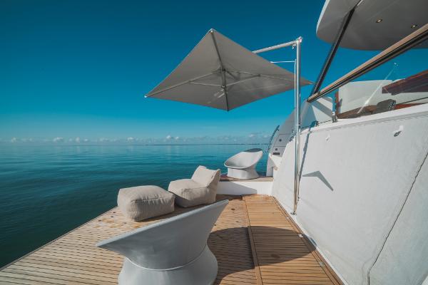 Slide: The Image of Luxury deck of 2023 Azimut Magellano 25 Metri yacht with ocean view. - 10
