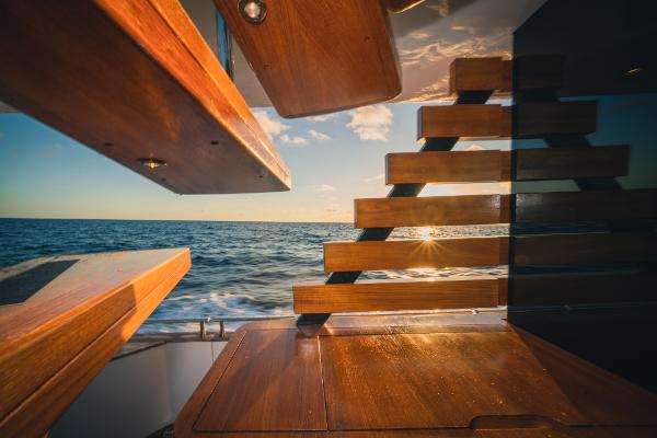 Slide: The Image of Interior view of 2023 Azimut Magellano 25 Metri yacht with ocean backdrop. - 21