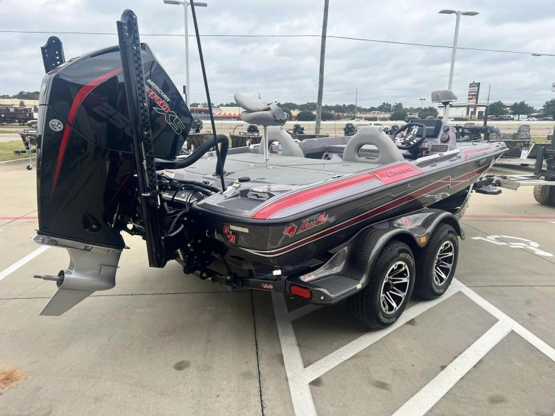 Slide: The Image of 2024 Bass Cat Caracal STS boat with Mercury Pro XS engine on trailer. - 4
