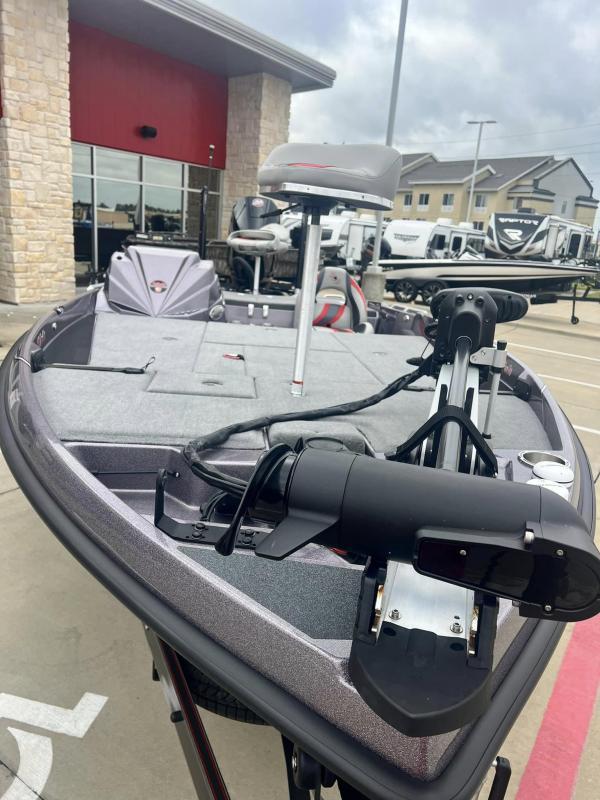 Slide: The Image of 2024 Bass Cat Caracal STS fishing boat with advanced trolling motor and seating. - 8