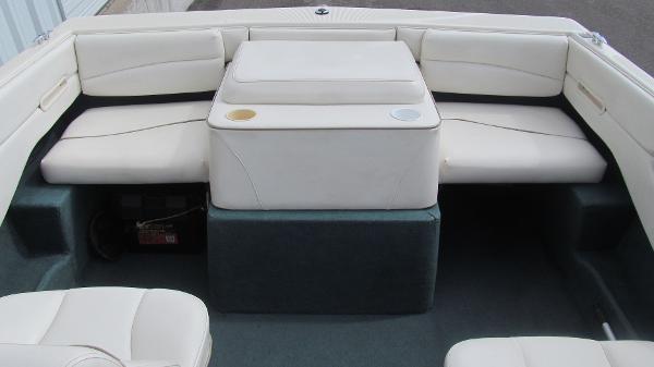 Slide: The Image of Interior seating of 2000 Bayliner 1950 Capri DX boat with white upholstery. - 11