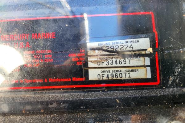Slide: The Image of 1995 Bayliner 2355 Ciera Sunbridge engine, transom, and drive serial numbers. - 22