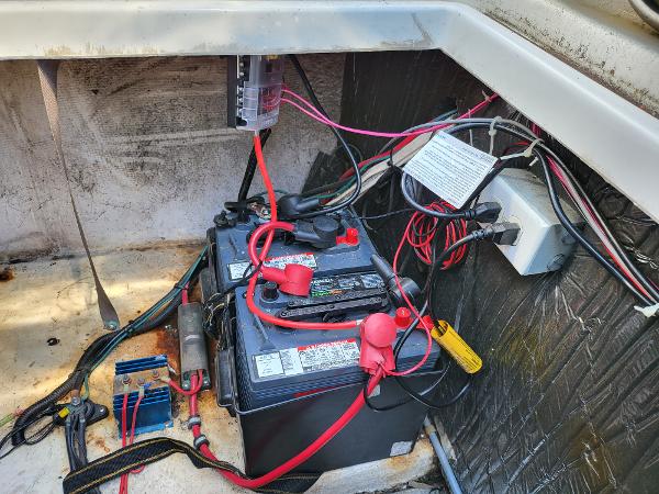 Slide: The Image of Battery compartment of a 1995 Bayliner 2355 Ciera Sunbridge boat. - 23