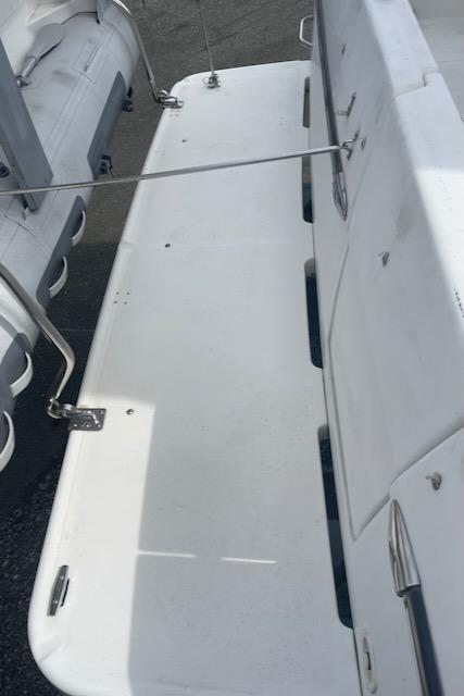 Slide: The Image of 2000 Bayliner 3388 boat deck with stainless steel railings. - 36