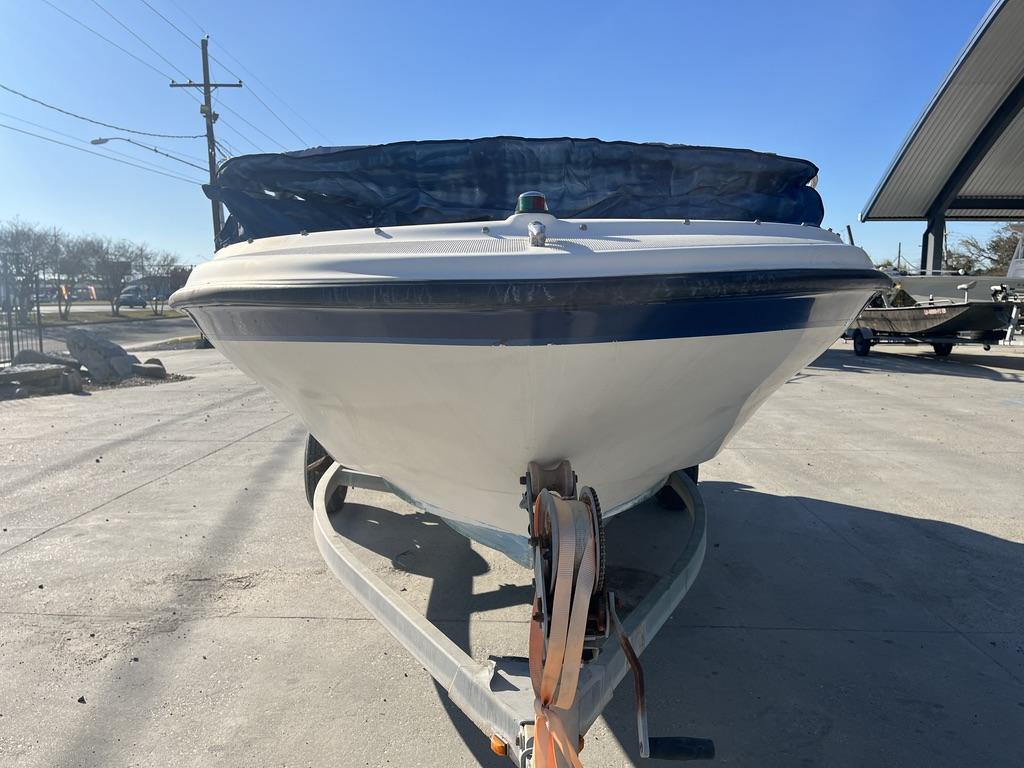Slide: The Image of 2004 Bayliner 175 boat on trailer, front view, outdoor storage. - 6
