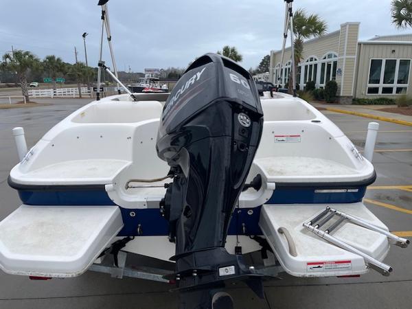 Slide: The Image of 2020 Bayliner Element E16 boat with Mercury 60 HP outboard motor. - 2