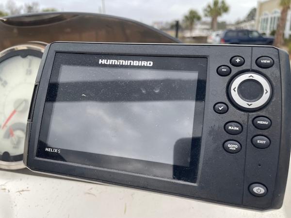 Slide: The Image of Humminbird Helix 5 fish finder on a 2020 Bayliner Element E16 boat. - 5