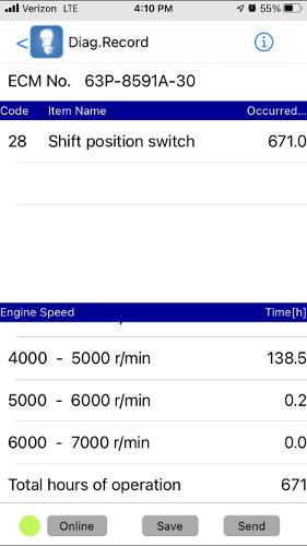 Slide: The Image of Diagnostic record showing shift position switch error for Bay Stealth 2030 Liner, 2005 model. - 8