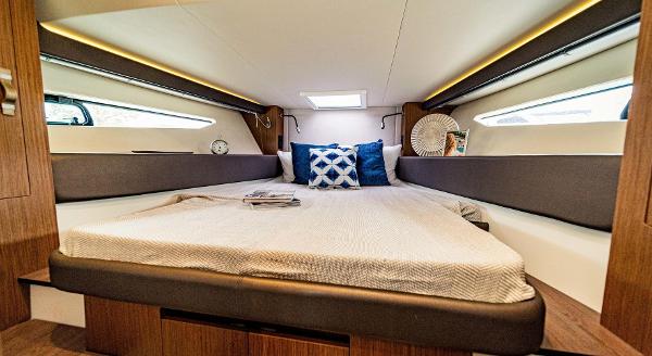 Slide: The Image of Luxurious bedroom interior of 2024 Beneteau 36 Gran Turismo GT yacht. - 32