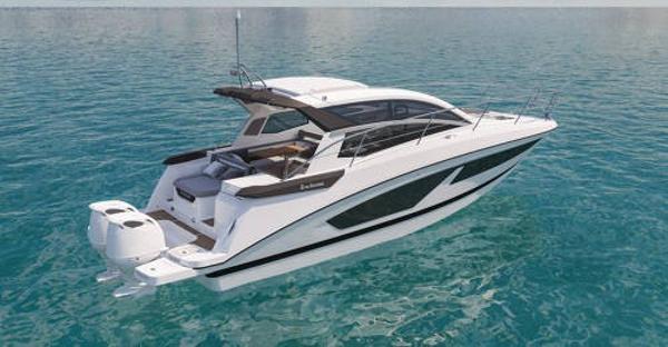 Slide: The Image of 2024 Beneteau 36 Gran Turismo GT luxury yacht cruising on clear blue water. - 6