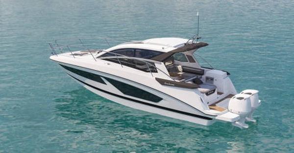 Slide: The Image of 2024 Beneteau 36 Gran Turismo GT luxury motor yacht on clear blue water. - 7