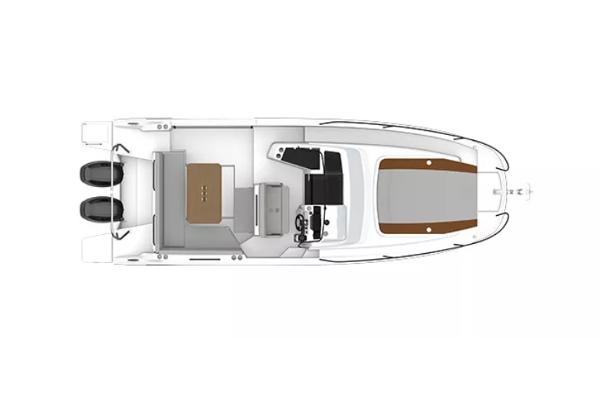 Slide: The Image of Top view of 2024 Beneteau Flyer 9 SUNdeck boat layout. - 10