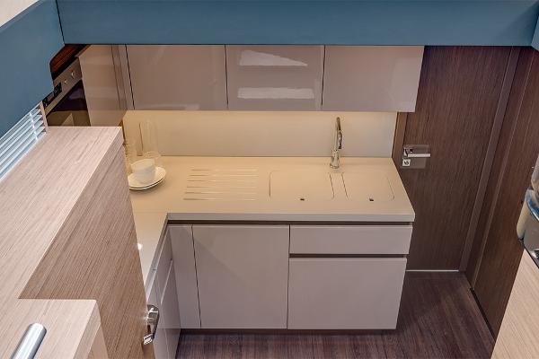 Slide: The Image of Modern kitchen in 2021 Beneteau Gran Turismo 50 Sportfly yacht. - 15