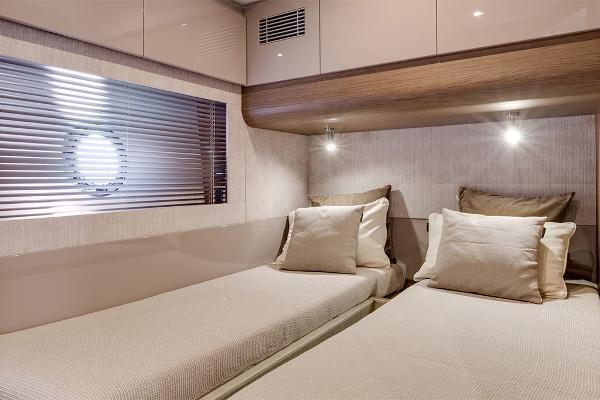 Slide: The Image of Luxurious twin cabin interior of 2021 Beneteau Gran Turismo 50 Sportfly yacht. - 16