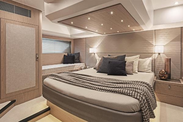 Slide: The Image of Luxurious bedroom interior of 2021 Beneteau Gran Turismo 50 Sportfly yacht. - 19