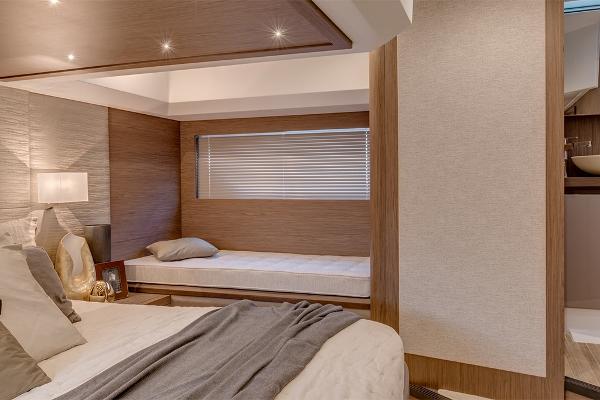 Slide: The Image of Luxurious bedroom interior of 2021 Beneteau Gran Turismo 50 Sportfly yacht. - 21