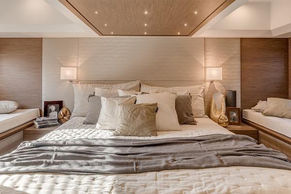 Slide: The Image of Luxurious bedroom interior of 2021 Beneteau Gran Turismo 50 Sportfly yacht. - 22