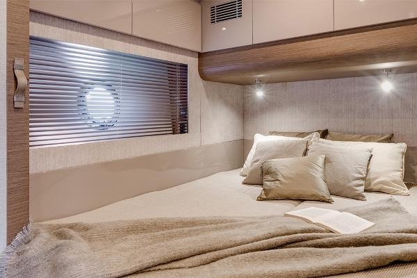 Slide: The Image of Luxurious bedroom interior of 2021 Beneteau Gran Turismo 50 Sportfly yacht. - 25