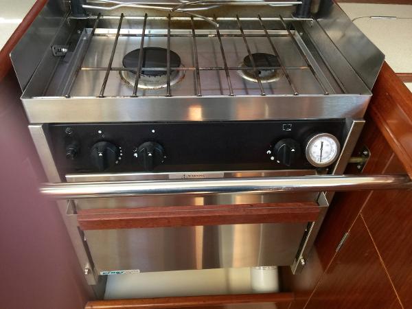 Slide: The Image of Stainless steel stove and oven in 2000 Beneteau Oceanis 321 yacht kitchen. - 30