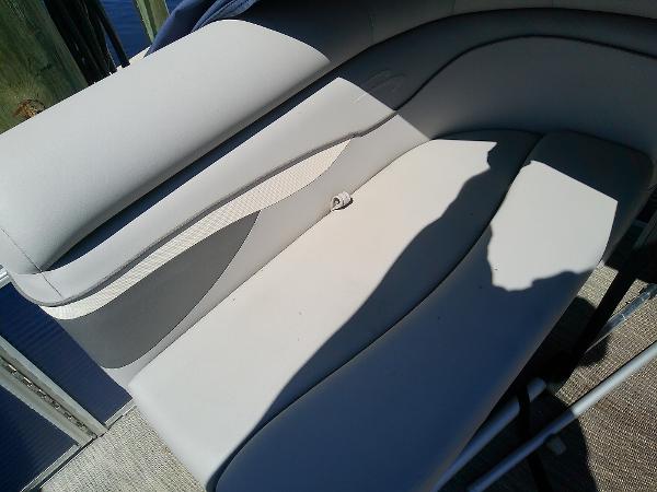 Slide: The Image of 2020 Bennington SV 20 SLV boat seat with light gray upholstery. - 17