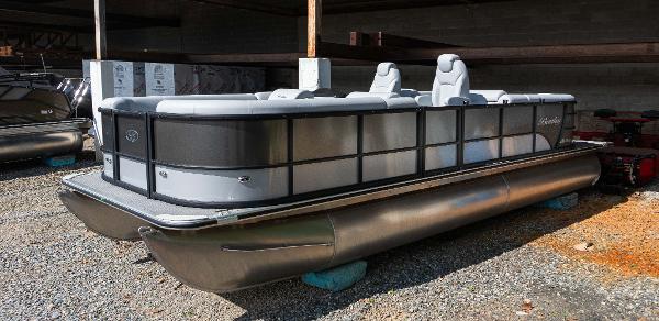 Slide: The Image of 2024 Bentley Pontoons 240 Navigator pontoon boat in storage. - 1