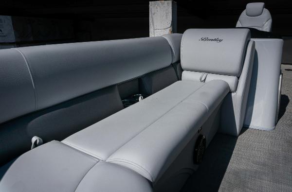 Slide: The Image of 2024 Bentley Pontoons 240 Navigator interior with luxurious seating. - 17