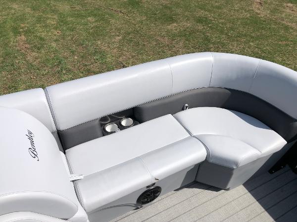 Slide: The Image of 2023 Bentley Pontoons Legacy 223 Navigator interior seating with cup holders. - 7