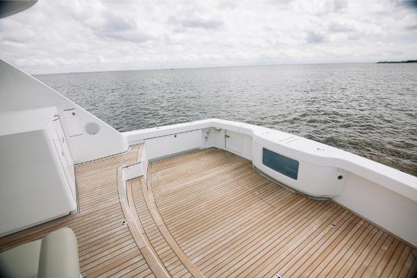 Slide: The Image of 2023 Bertram 50 Sport yacht deck with ocean view. - 26