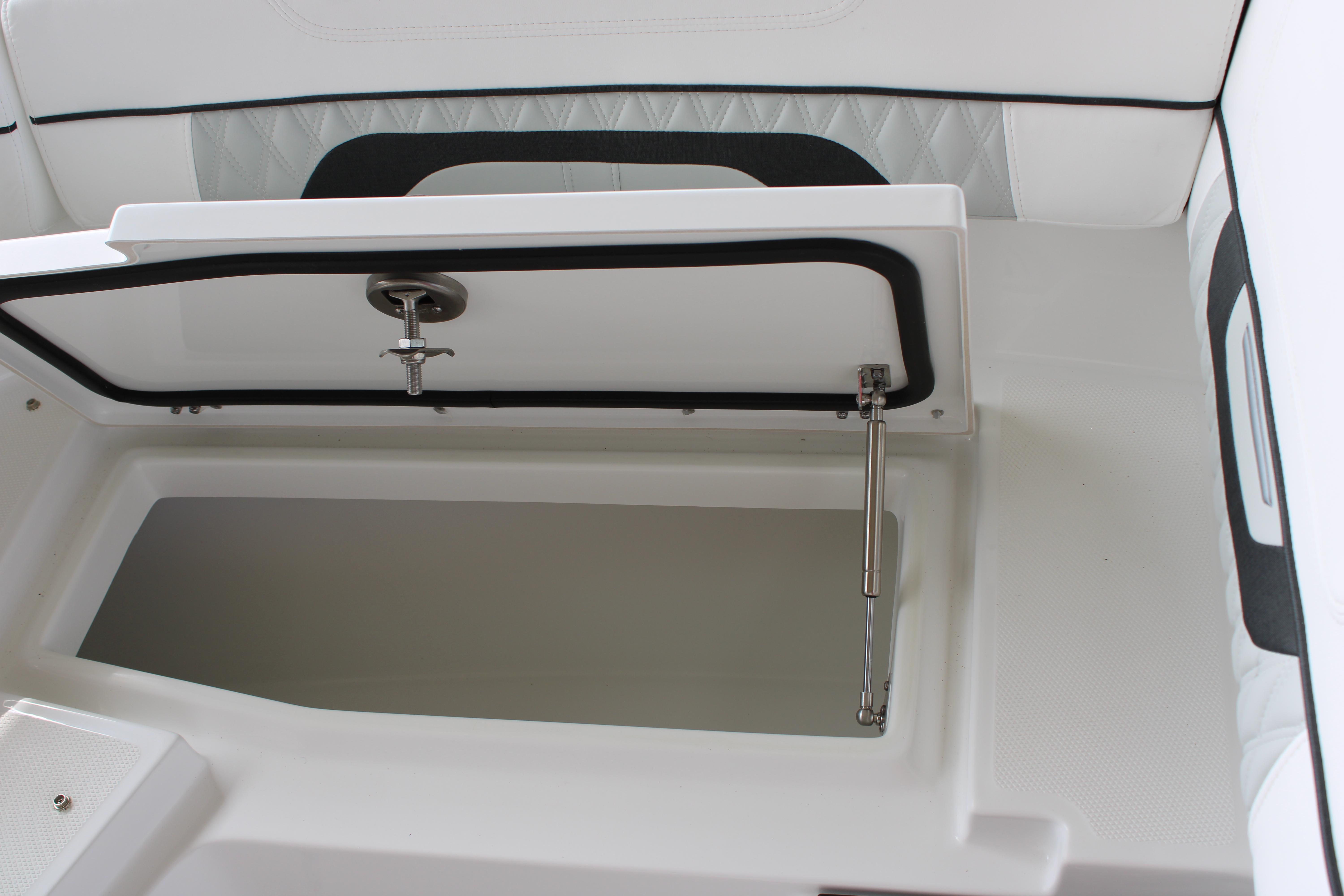 Slide: The Image of Open storage compartment on a 2023 Blackfin 252 DC boat. - 39