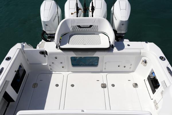 Slide: The Image of 2025 Blackfin 400 CC boat deck with four powerful engines. - 7