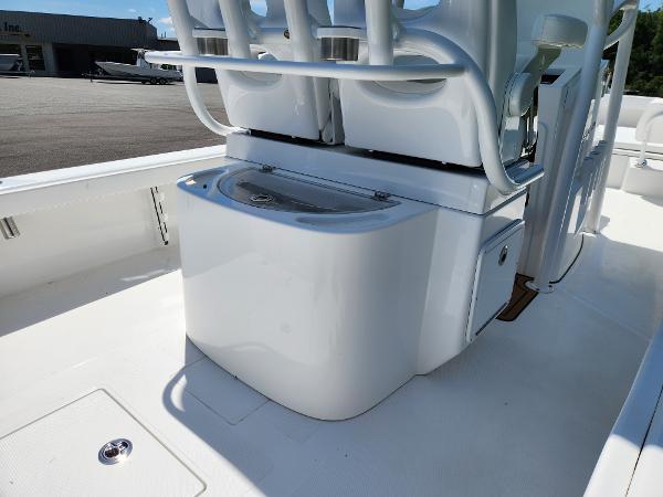 Slide: The Image of 2025 BlackJack 256 Coastal boat interior with seating and storage compartments. - 13